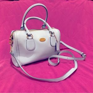 Authentic Coach Cross grain Leather Mini Bennett Satchel Crossbody Pale Blue